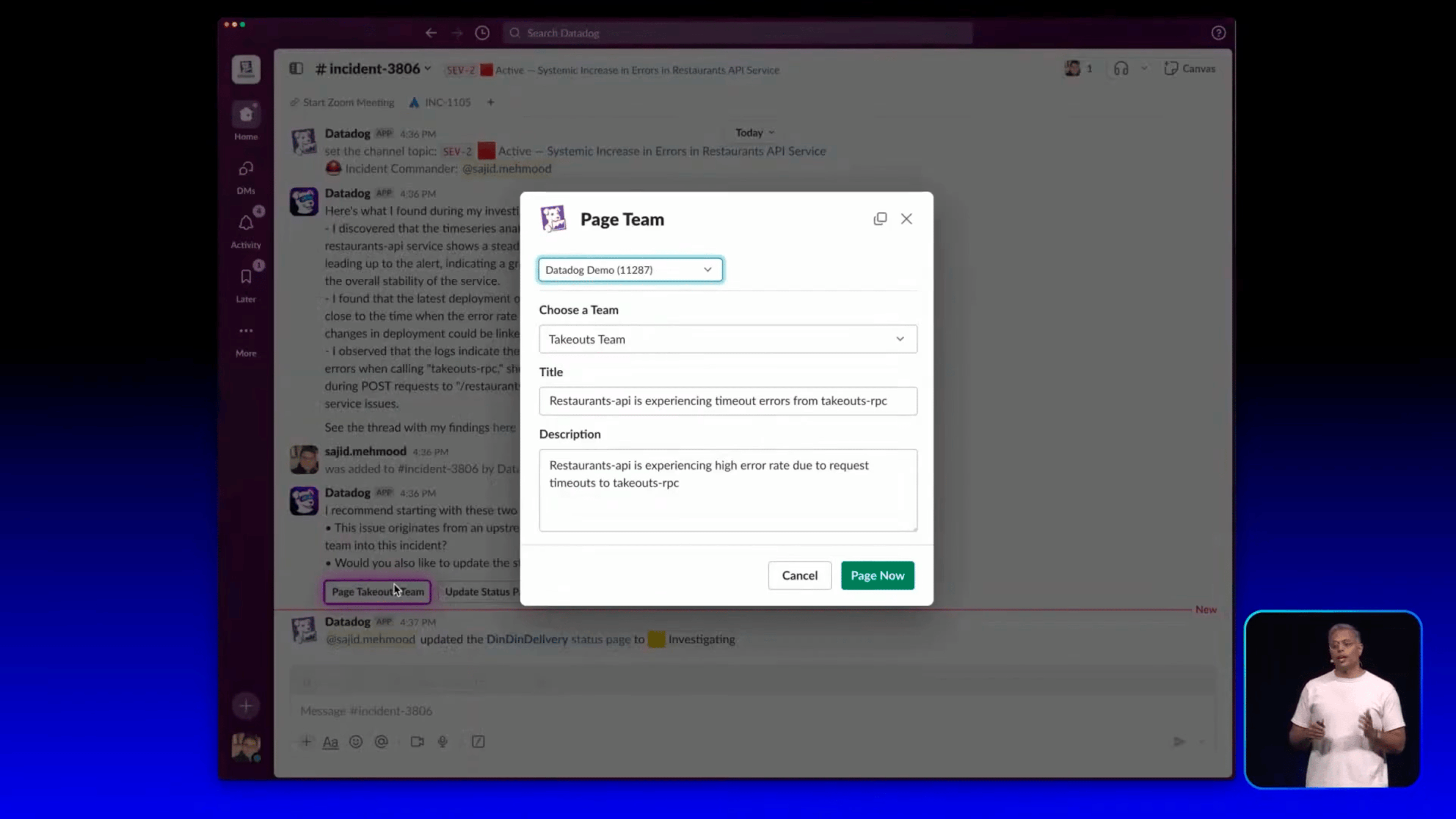 A VP presenting Datadog’s AI vision at DASH - a presentation which I concepted and demo’d.