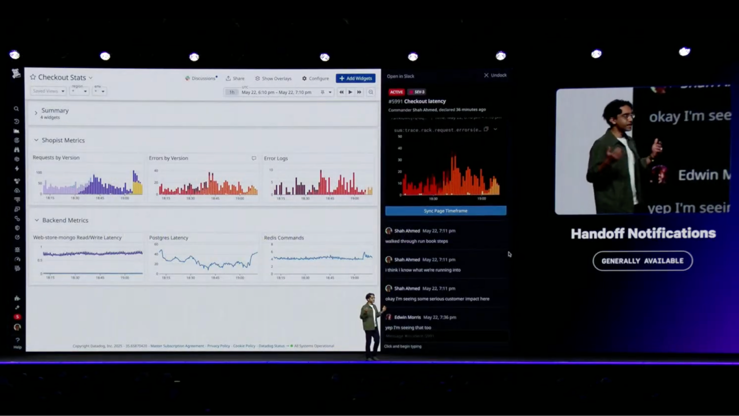 A PM presenting Handoff Notifications at DASH - a project I led from pitch to shipped.